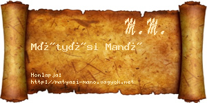 Mátyási Manó névjegykártya